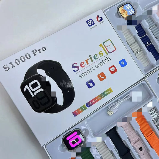 Smart Watch 7in1 Straps 2025 Watch S1000 Pro Smartwatch BT call Sport Square Screen ECG Monitoring Reloj Inteligente Wristwatch