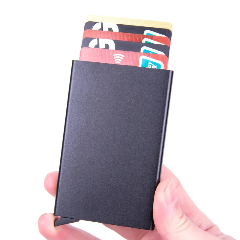 Rfid Credit Card Holder Metal Thin Slim Smart Wallet Men Women Wallets Pop Up Minimalist Small Black Purse Mini Walets for Men