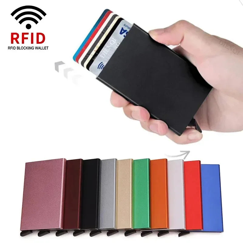 Rfid Credit Card Holder Metal Thin Slim Smart Wallet Men Women Wallets Pop Up Minimalist Small Black Purse Mini Walets for Men