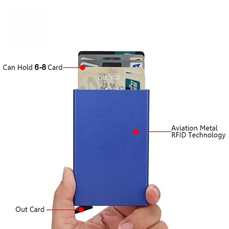 Rfid Credit Card Holder Metal Thin Slim Smart Wallet Men Women Wallets Pop Up Minimalist Small Black Purse Mini Walets for Men