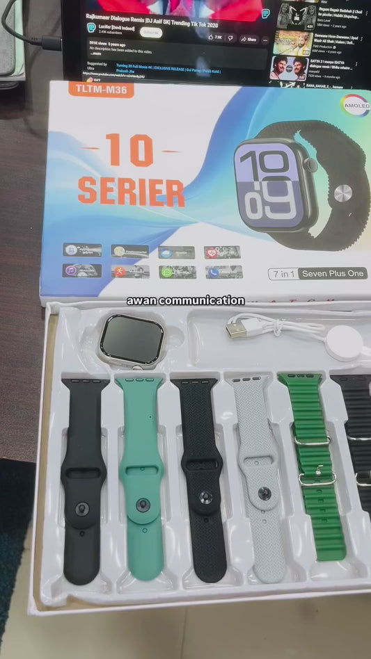 Smart Watch 7in1 Straps 2025 Watch S10 Serier , BT Call , seven colour watch